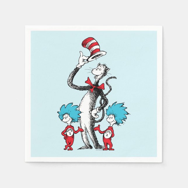 Guardanapo De Papel Dr. Seuss | Gato no Chapéu, Coisa Um e Coisa Dois (Frente)