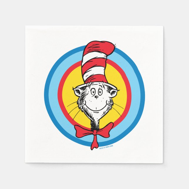 Guardanapo De Papel Dr. Seuss | Gato no Gráfico da Cabeça de Chapéu (Frente)
