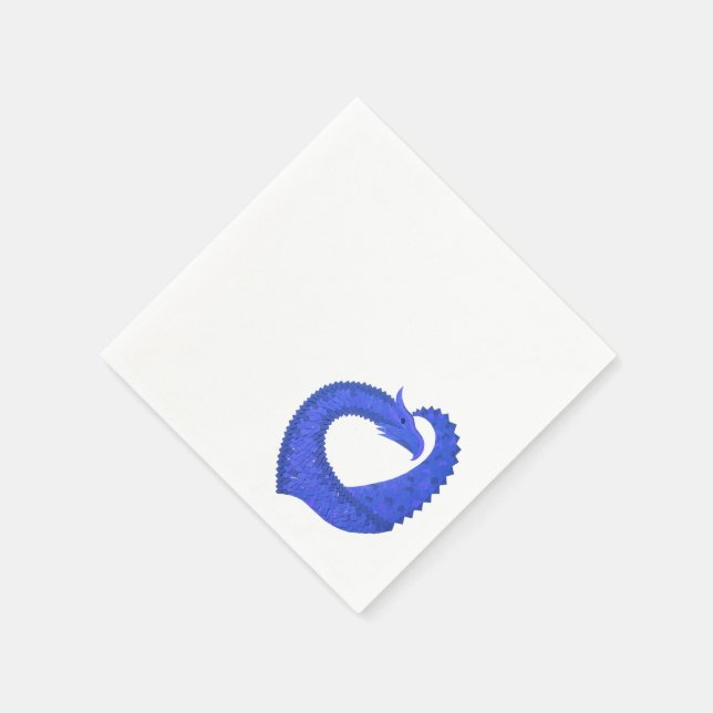 Guardanapo De Papel Dragão azul no branco (Canto)