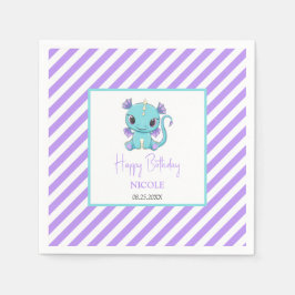 Guardanapo De Papel Dragão-Bebê-Cute Roxo Strips Aniversário
