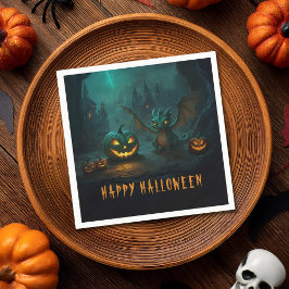 Guardanapo De Papel Dragão Bonito do Halloween com Bombeiros Assustado