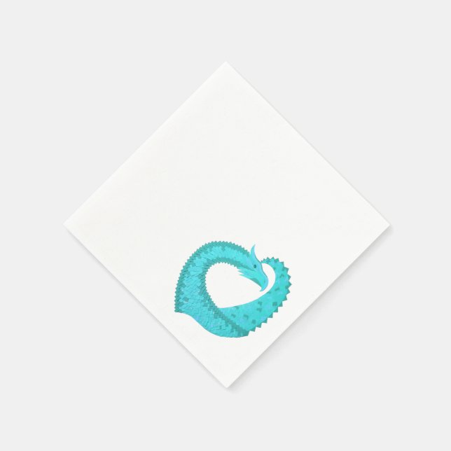 Guardanapo De Papel Dragão cardíaco Verdigris em branco (Canto)
