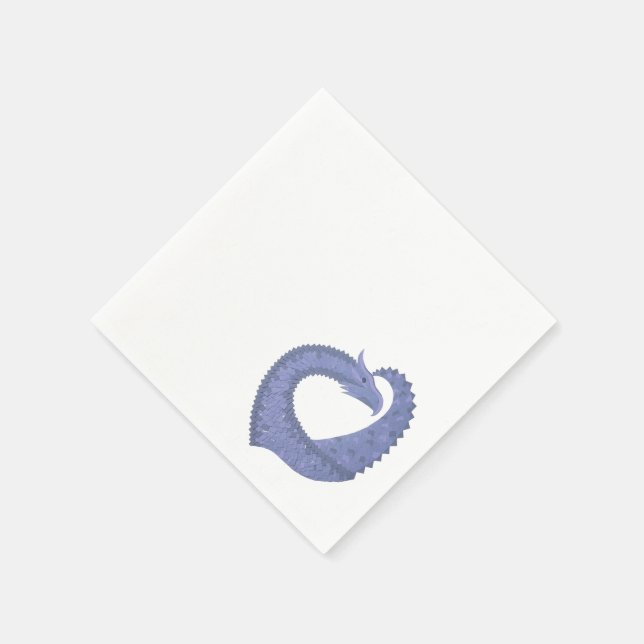 Guardanapo De Papel Dragão de cinza azul em branco (Canto)