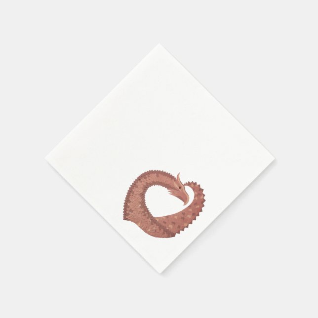 Guardanapo De Papel Dragão-do-coração castanho em branco (Canto)
