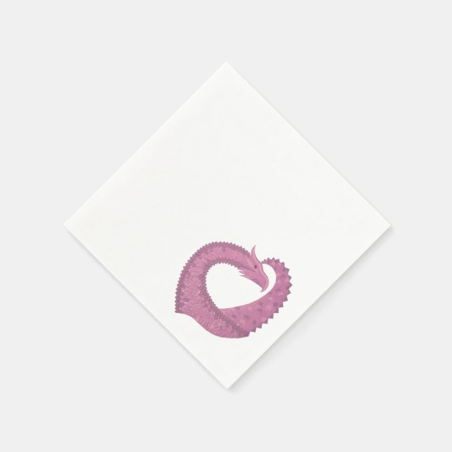 Guardanapo De Papel Dragão do coração Mauve em branco (Canto)