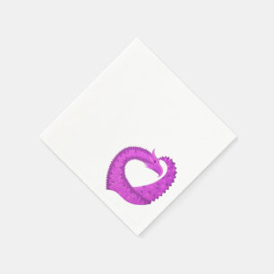 Guardanapo De Papel Dragão do coração roxo brilhante em branco