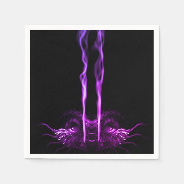 Guardanapo De Papel Dragão Negro e Roxo Fumaça (Frente)