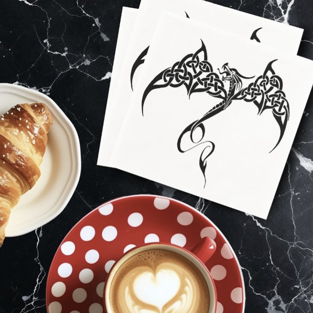 Guardanapo De Papel Dragão Preto Tribal Celular Branco (Criador carregado)