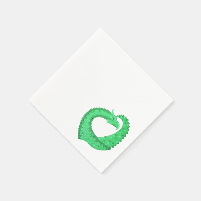 Guardanapo De Papel Dragão verde no branco (Canto)