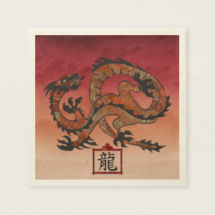 Guardanapo De Papel Dragão vermelho afortunado, 龙
