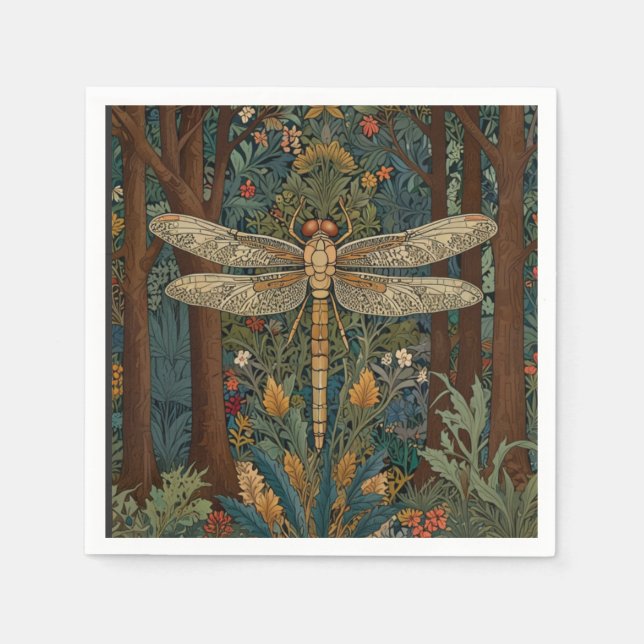 Guardanapo De Papel Dragonfly art pintando boho botânico floresta trop (Frente)