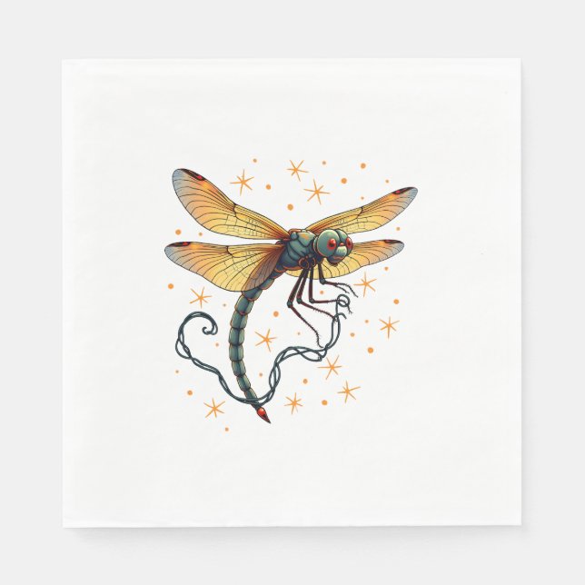 Guardanapo De Papel Dragonfly das Luzes de Natal (Frente)
