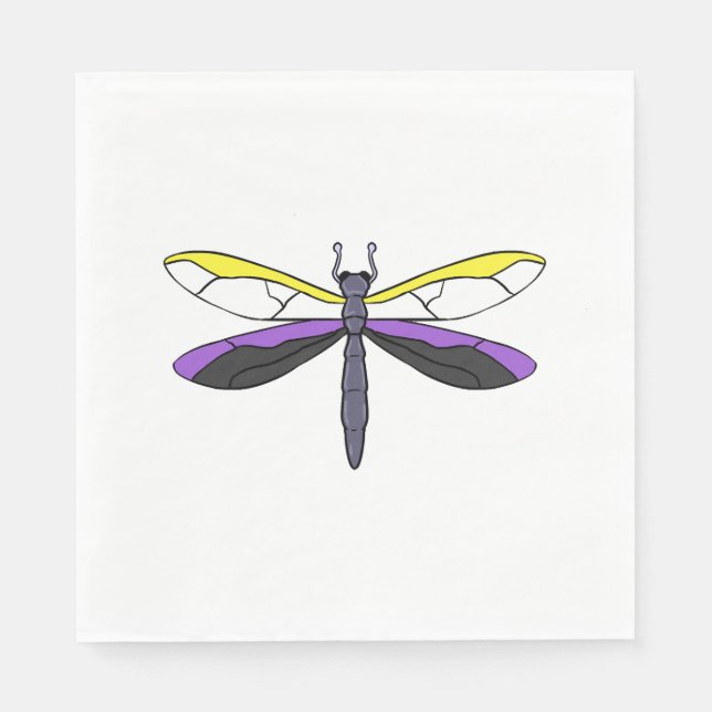 Guardanapo De Papel Dragonfly do Orgulho Não-Binário (Frente)