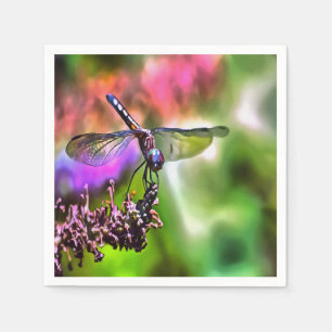 Guardanapo De Papel Dragonfly em pintura realista verde e azul