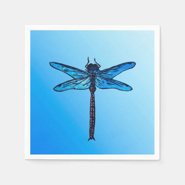 Guardanapo De Papel Dragonfly Japonesa Vintage, azul-safira (Frente)