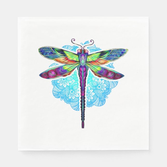 Guardanapo De Papel Dragonfly Magia Colorida Mandala (Frente)