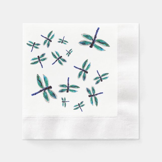 Guardanapo De Papel Dragonfly Turquoise Dançante (Frente)