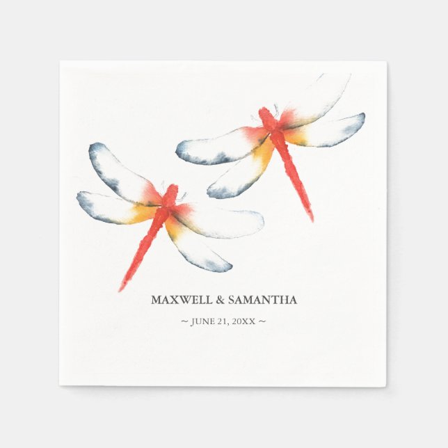 Guardanapo De Papel Dragonfly Vermelha de Napkins Personalizado (Frente)