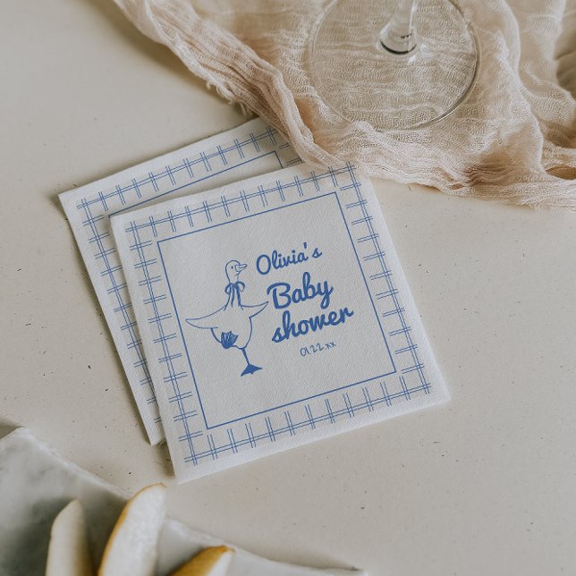Guardanapo De Papel Drawn Blue Silly Goose Classic Baby Boy Shower (Criador carregado)
