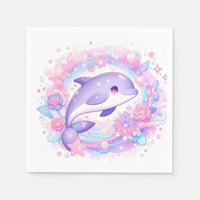 Guardanapo De Papel Dreamy Little Dolphin Chá de fraldas (Frente)