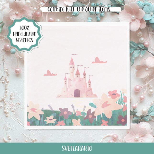 Guardanapo De Papel Dreamy Princess Castle Paper Napkin (Frontal view)