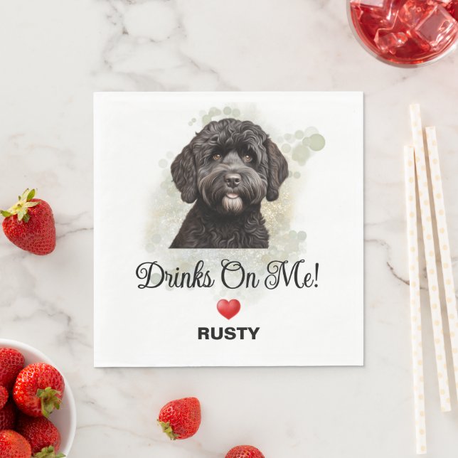 Guardanapo De Papel Drinks on Me Portuguese Waterdog Wedding (Insitu)
