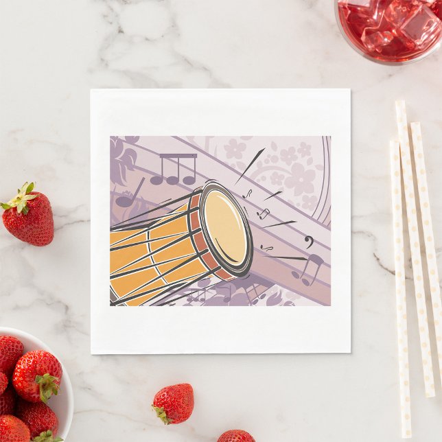 Guardanapo De Papel Drum Bongo Tradicional Com Notas De Música (Criador carregado)