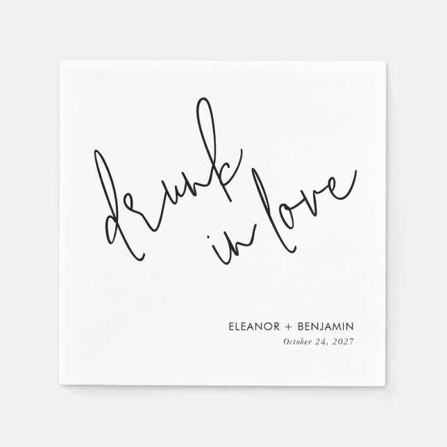 Guardanapo De Papel Drunk in Love Wedding Napkins Minimalist (Frente)