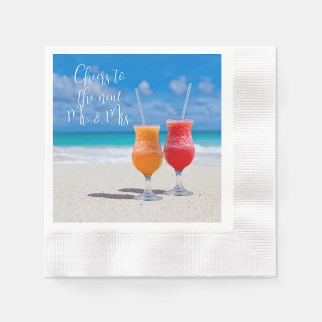Guardanapo De Papel Duas Bebidas: Sunny Beach Anima Texto Personalizad (Frente)