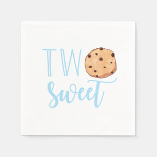 Guardanapo De Papel Duas Festas de Aniversário azul Leite e Biscoitos