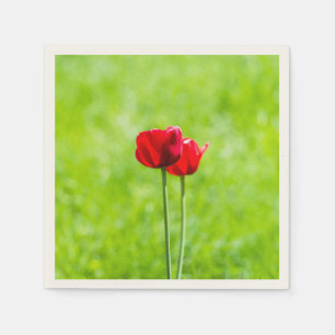 Guardanapo De Papel Duas flores de tulipa vermelhas