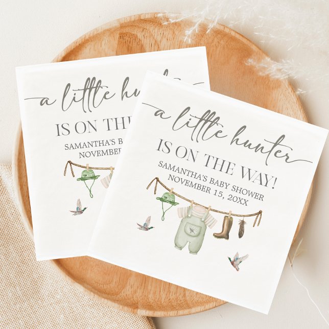 Guardanapo De Papel Duck Hunting Baby Shower (Little Hunter Duck Baby Shower Napkin)