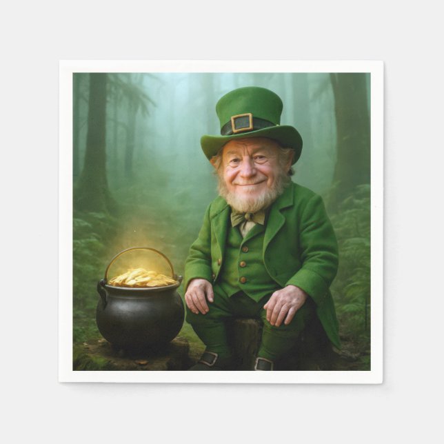 Guardanapo De Papel Duende Irlandês com uma Panela de Ouro (Frente)