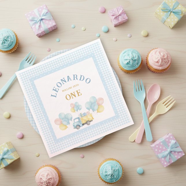 Guardanapo De Papel Dump Truck First Birthday Boy (Criador carregado)