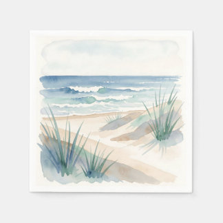 Guardanapo De Papel Dunas Serenas da Praia Oceano Aquarela Costeira
