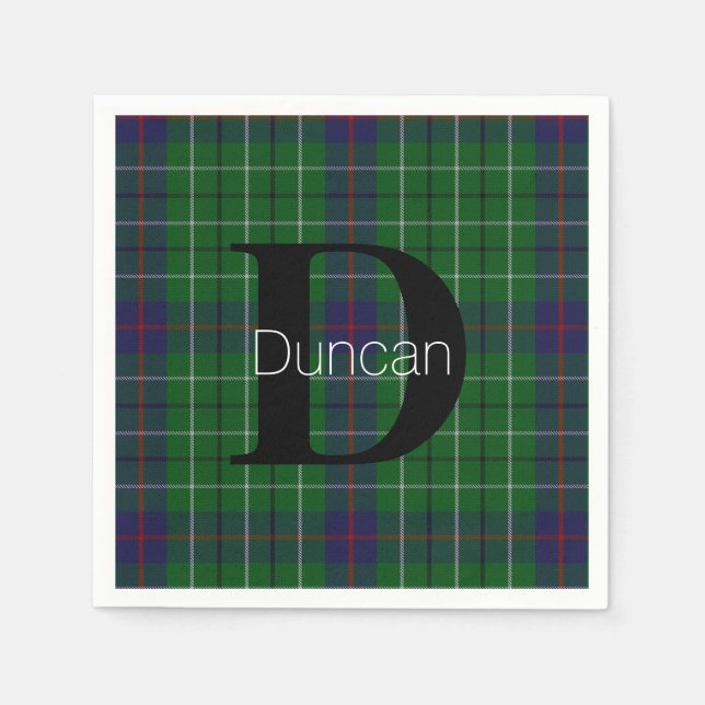 Guardanapo De Papel Duncan Clan Xadrez MonogramPaper Napkins (Frente)