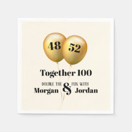 Guardanapo De Papel Dupla Celebração Conjunto Aniversário Ouro e Preto