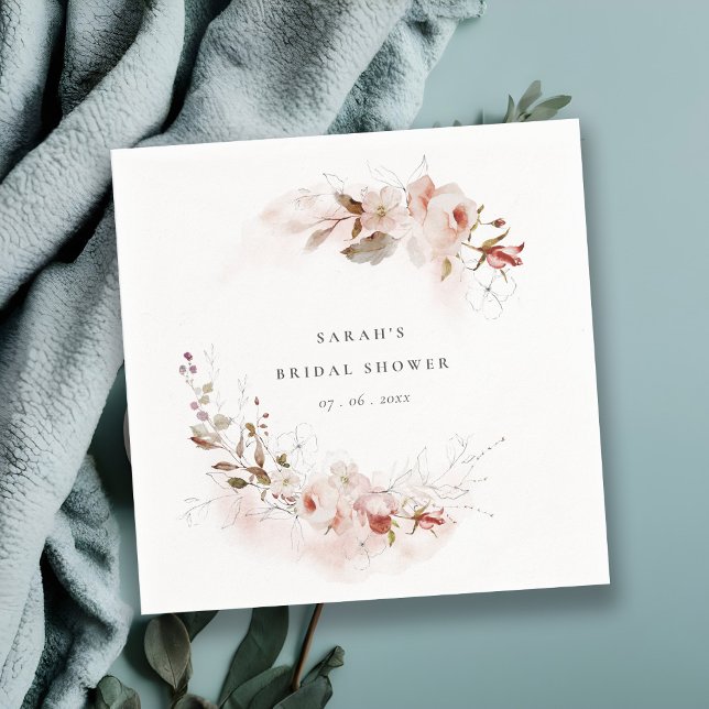 Guardanapo De Papel Dusky Fall Marsala Blush Chá de panela (Criador carregado)