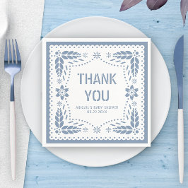 Guardanapo De Papel Dusty azul papel picado Obrigado Chá de fraldas