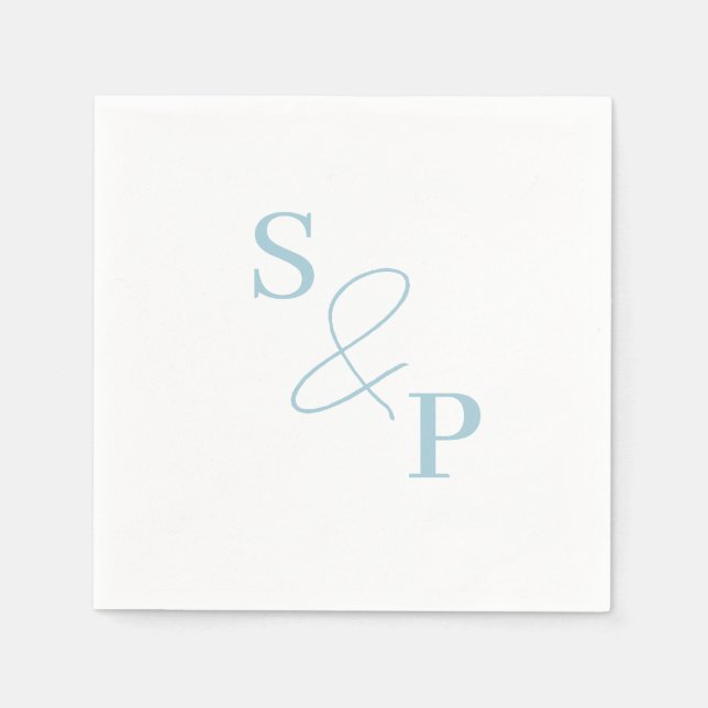 Guardanapo De Papel Dusty Blue Ampersand Monograma Wedkin (Frente)