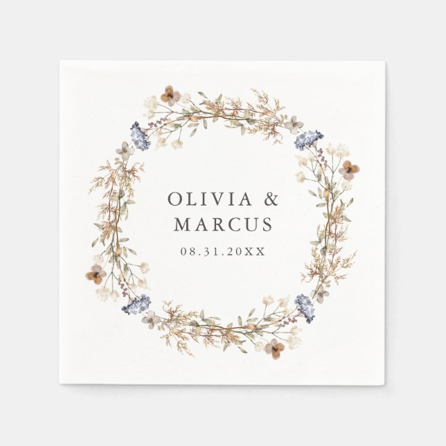 Guardanapo De Papel Dusty Blue Boho Wreath Wreath (Frente)