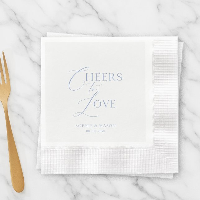 Guardanapo De Papel Dusty Blue “Cheers to Love” Personalized Wedding (Criador carregado)