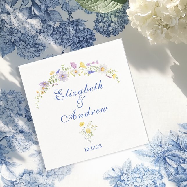 Guardanapo De Papel Dusty Blue Crest Floral Weding (Criador carregado)