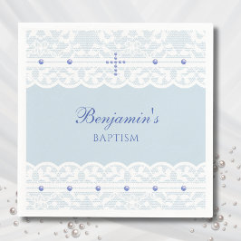 Guardanapo De Papel Dusty Blue Cross Christening Christian Baptism
