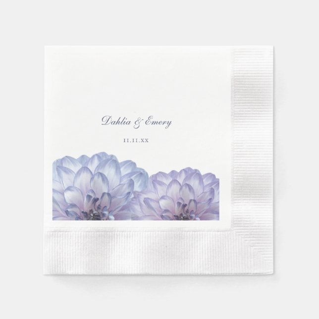 Guardanapo De Papel Dusty Blue Elegant Floral Wedding (Frente)