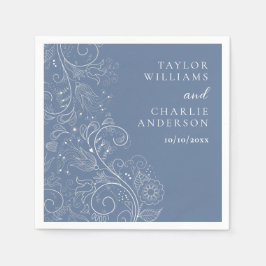 Guardanapo De Papel Dusty Blue Elegant Floral Wedding