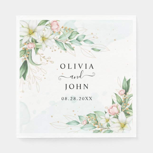 Guardanapo De Papel Dusty Blue Eucalyptus Greenery Casamento Suculento (Frente)