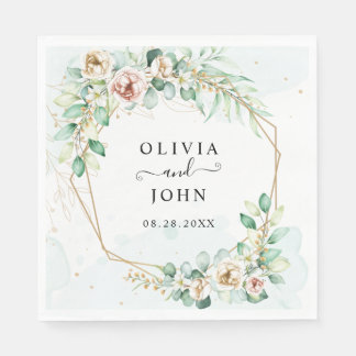Guardanapo De Papel Dusty Blue Eucalyptus Greenery Casamento Suculento