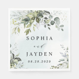 Guardanapo De Papel Dusty Blue Eucalyptus Greenery Casamento Suculento
