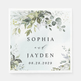 Guardanapo De Papel Dusty Blue Eucalyptus Greenery Casamento Suculento
